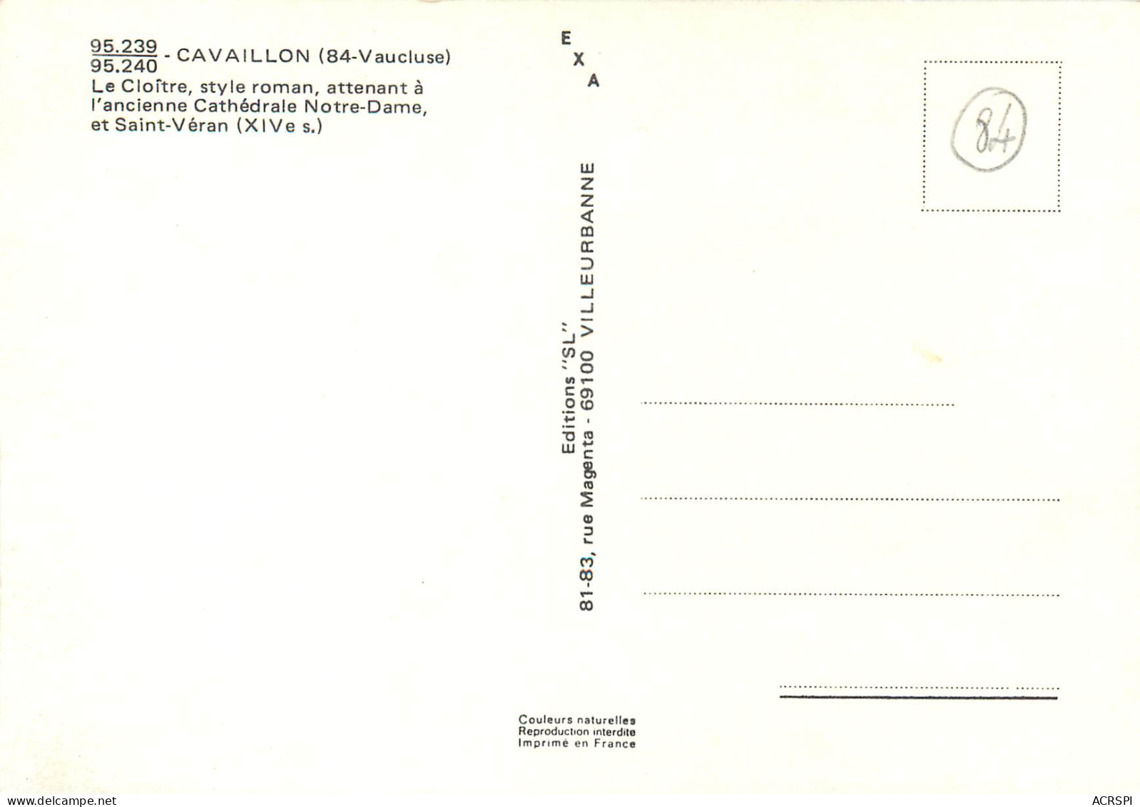 CAVAILLON Le Cloitre Style Roman 6(scan Recto-verso) ME2632 - Cavaillon