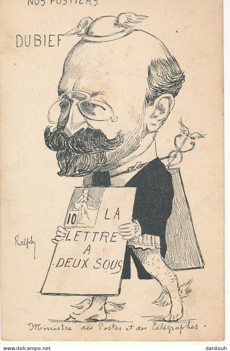 SATIRIQUE / CARICATURE / Nos Postiers  DUBIEF   La Lettre à Deux Sous  Illustration Ralphy - History