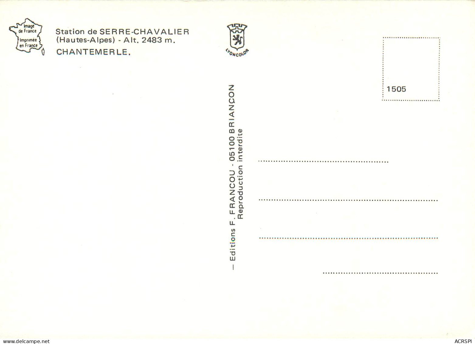 Station De SERRE CHEVALIER CHANTEMERLE 8(scan Recto Verso)ME2641 - Serre Chevalier