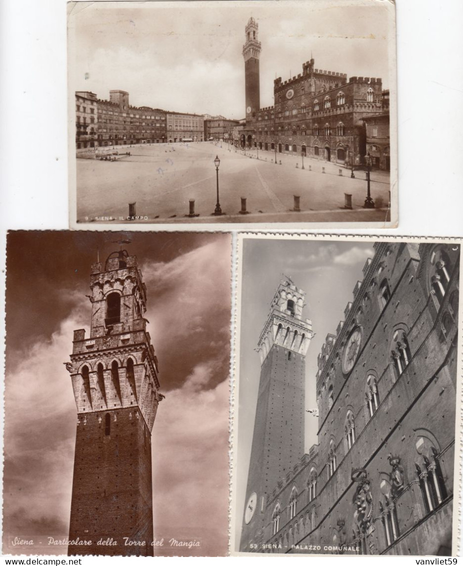 SIENA- 3 CARTOLINE VERA FOTOGRAFIA  UNA VIAGGIATA NEL 1957 - Siena