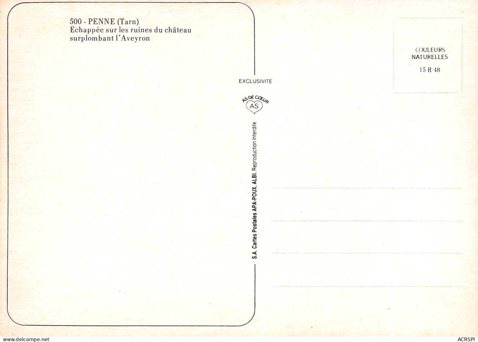 Château De Penne Les Ruines 81 TARN  3 (scan Recto Verso)ME2643BIS - Carmaux