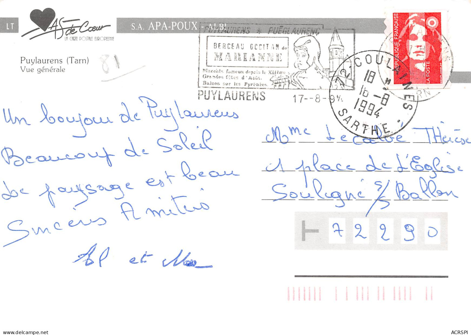 PUYLAURENS Vue Aerienne  26 (scan Recto Verso)ME2643BIS - Puylaurens