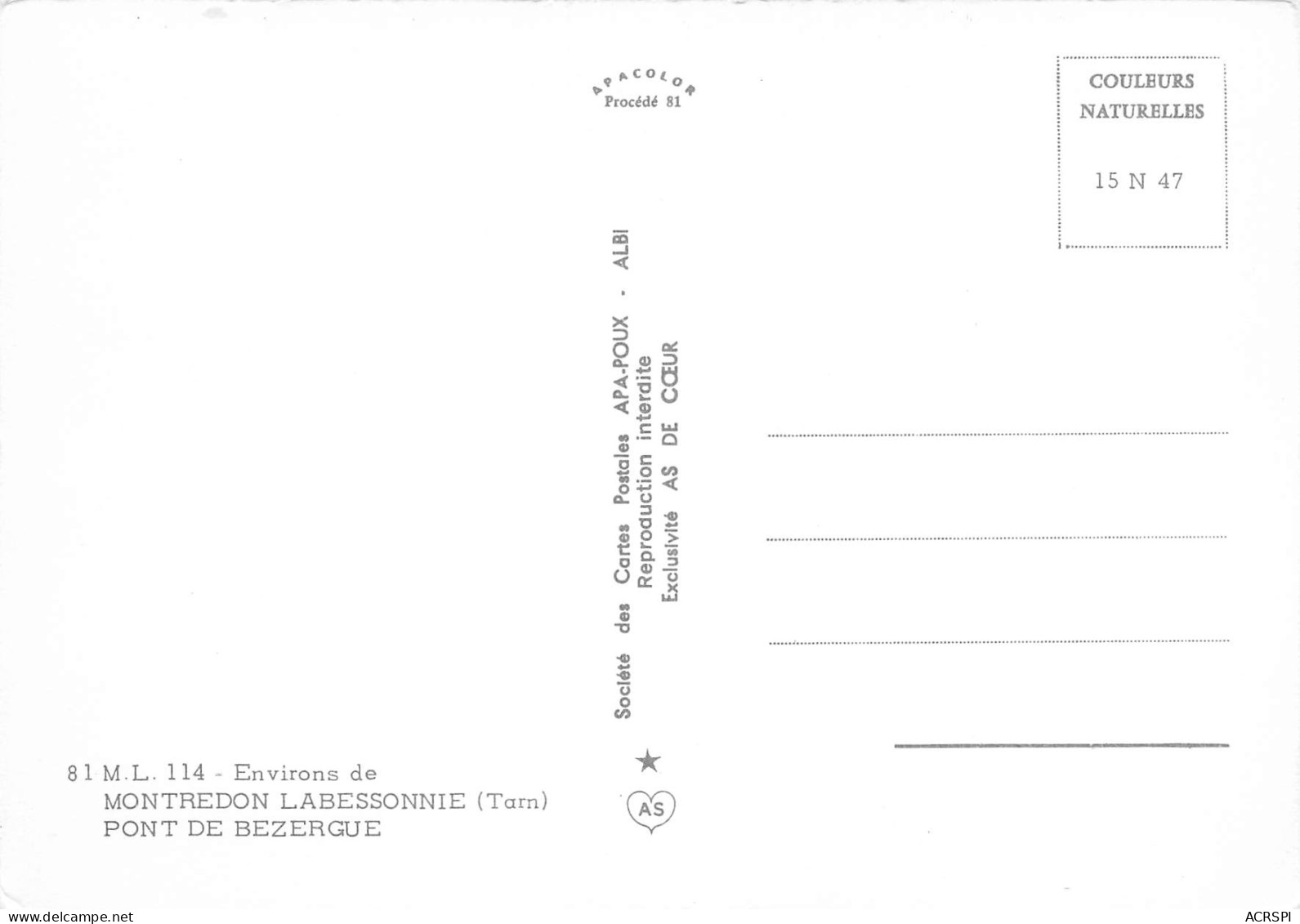 Montredon-Labessonnié Pont De BEZERGUE Prés De Castres  28 (scan Recto Verso)ME2643BIS - Castres