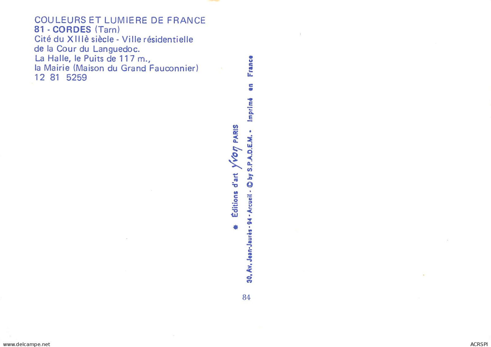 CORDES SUR CIEL  La Halle Et Le Puits  1(scan Recto Verso)ME2643TER - Cordes