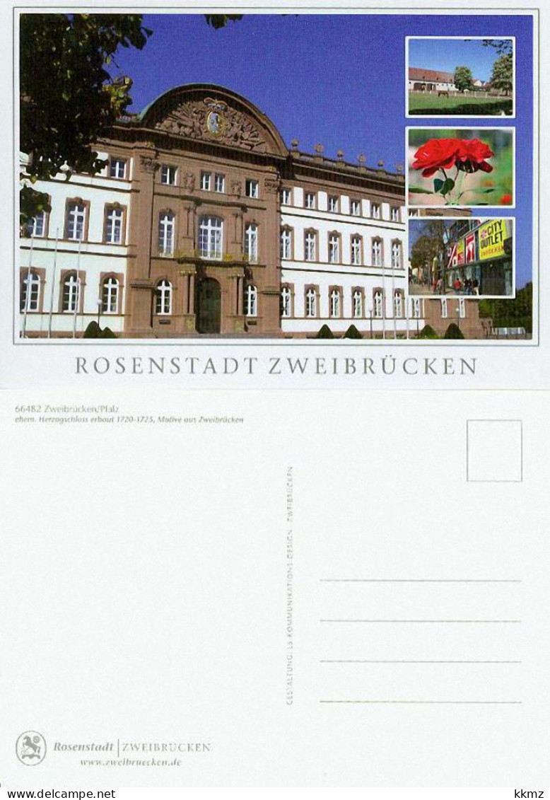 AK Rosenstadt Zweibrücken - 4 Motive: Schloss, Gestüt U.a., Rheinland-Pfalz (LS) - Zweibruecken