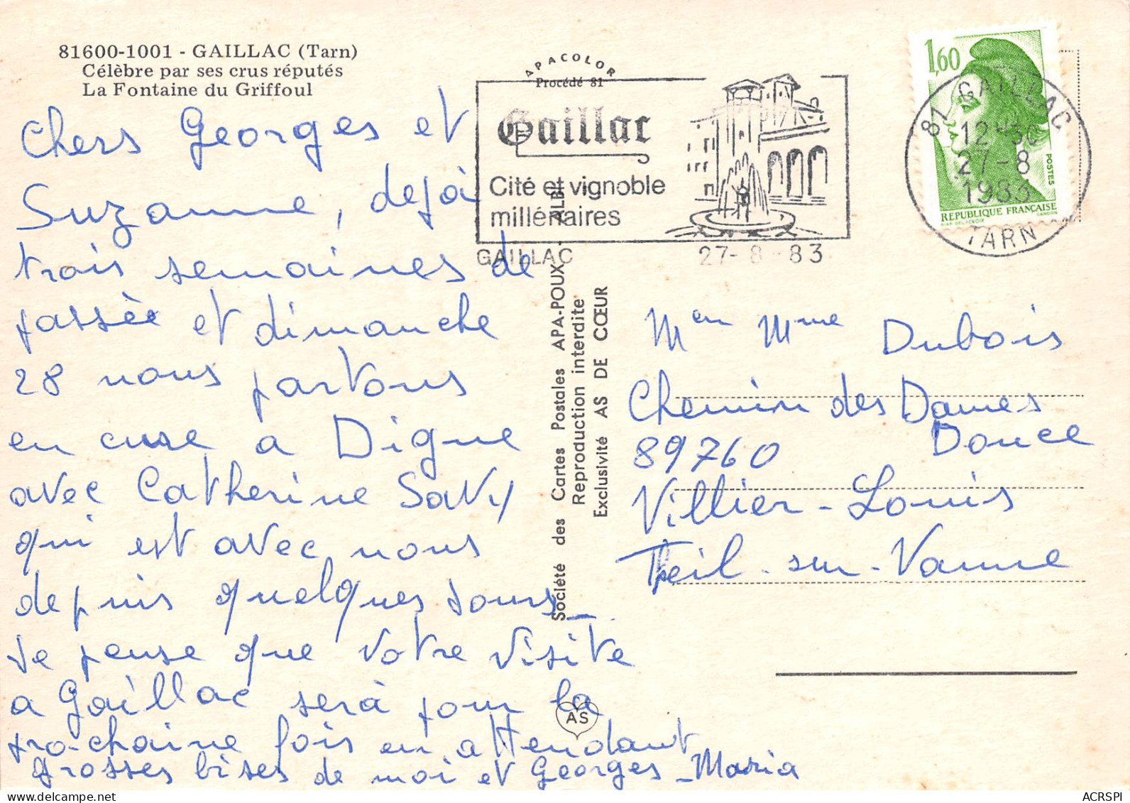 GAILLAC  81 Tarn  Fontaine Du Griffoul   5 (scan Recto Verso)ME2644BIS - Gaillac