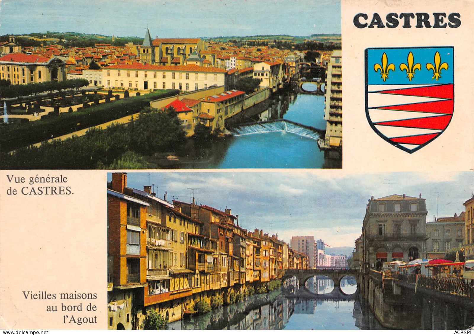 CASTRES  Blason  Et Vieilles Maisons Au Borde De L'Agout 13 (scan Recto Verso)ME2644BIS - Castres
