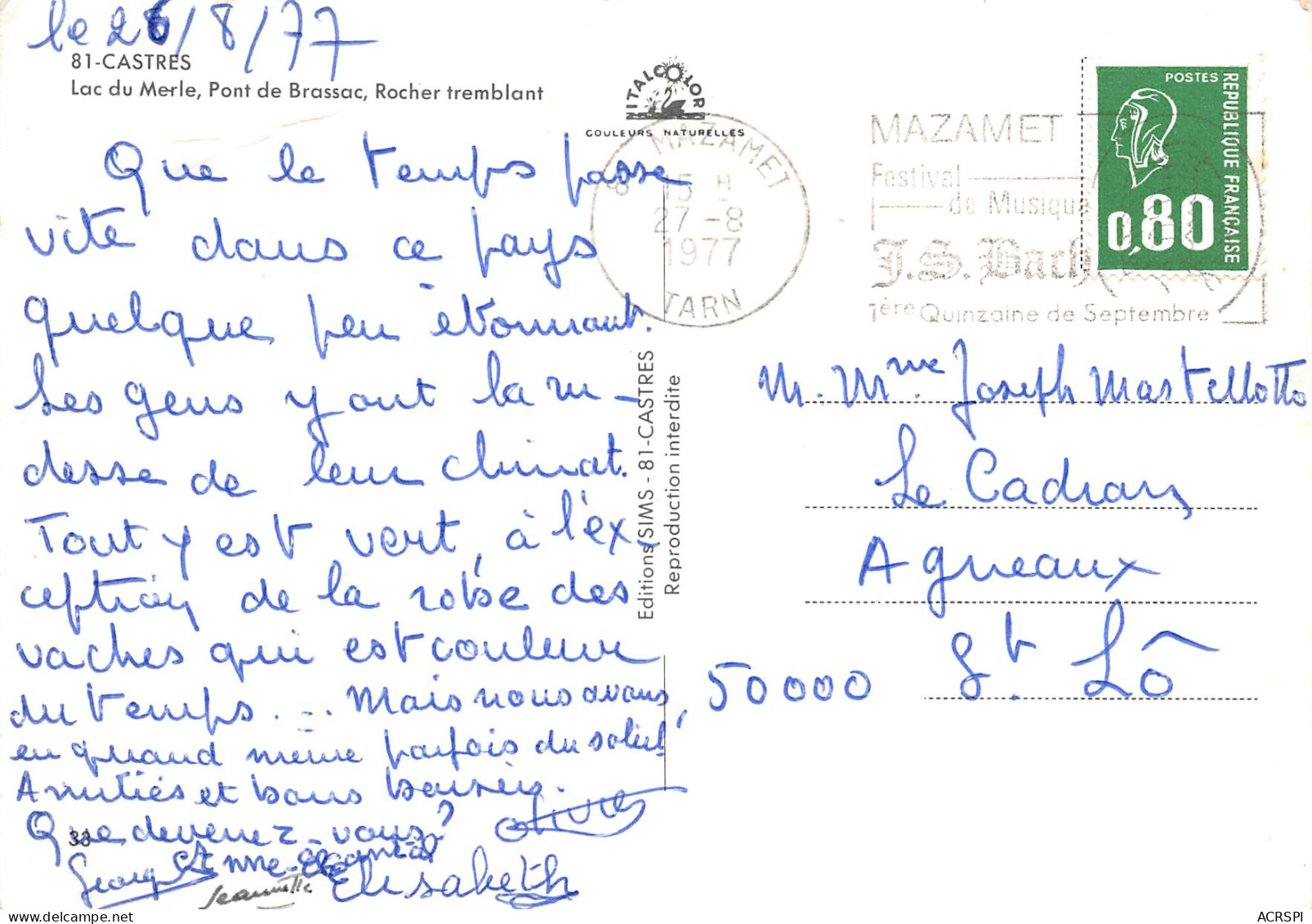 CASTRES  Le SIDOBRE  Lac Du Merle Pont De Brassac Et Rocher Tremblant   19 (scan Recto Verso)ME2644BIS - Castres