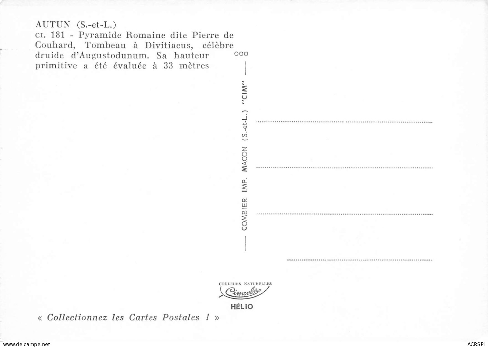 AUTUN Pyramide Romaine Dit Pierre De Couhard  28 (scan Recto Verso)ME2645BIS - Autun