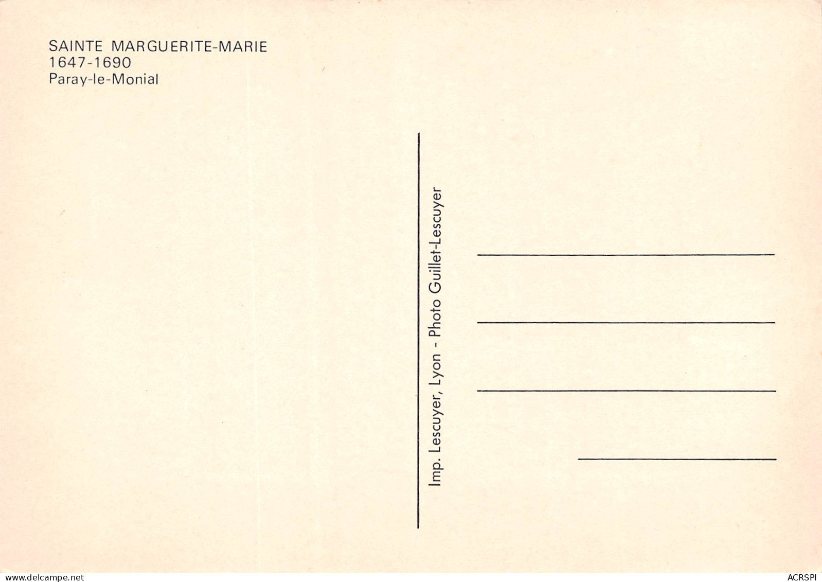 PARAY LE MONIAL  SAINTE MARGUERITE MARIE  20 (scan Recto Verso)ME2645TER - Paray Le Monial