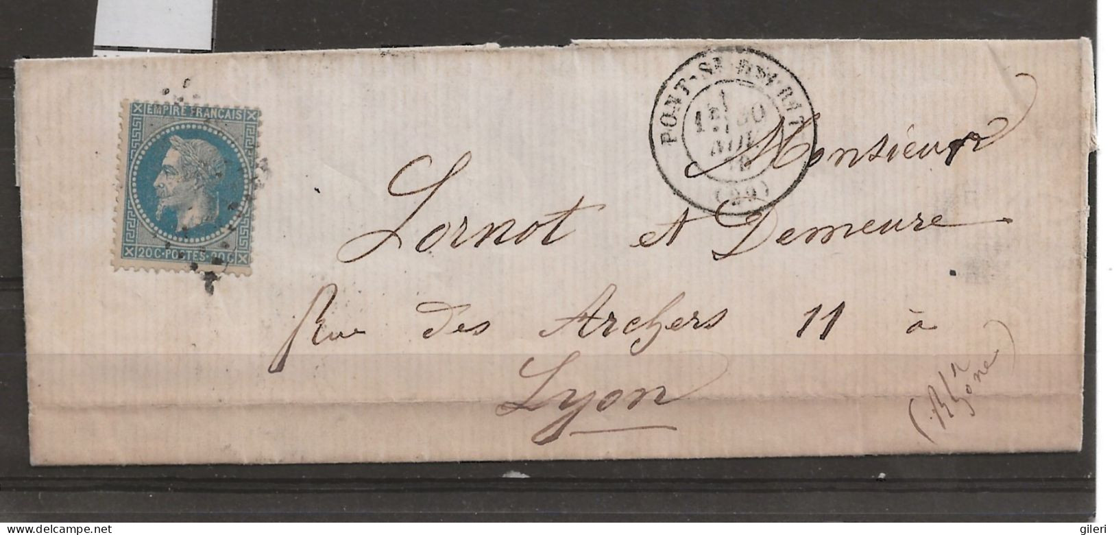 N 29A Sur Lettre Variété Double Menton - 1849-1876: Klassieke Periode