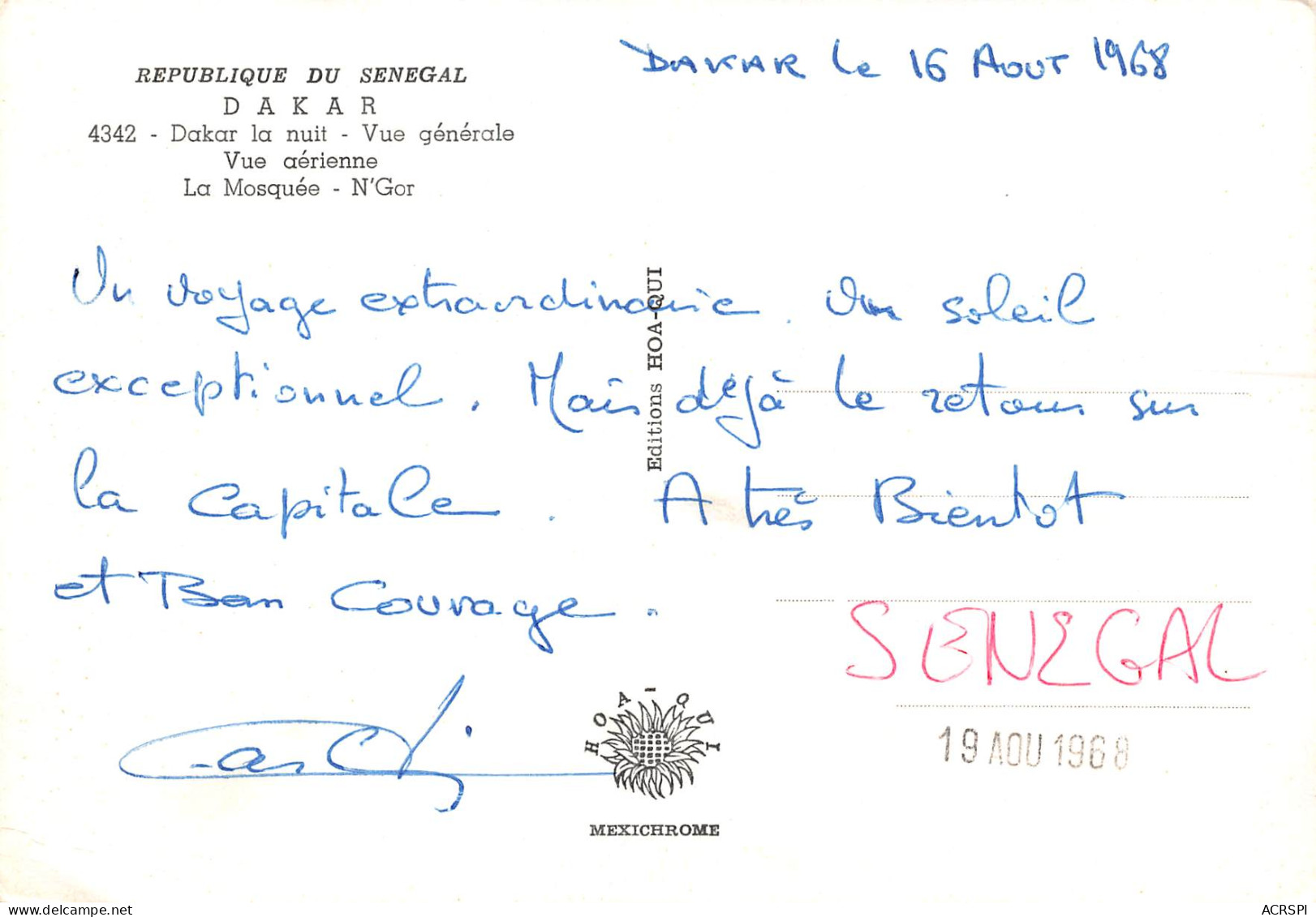 SENEGAL  Souvenir De DAKAR   1 (scan Recto Verso)ME2646TER - Senegal