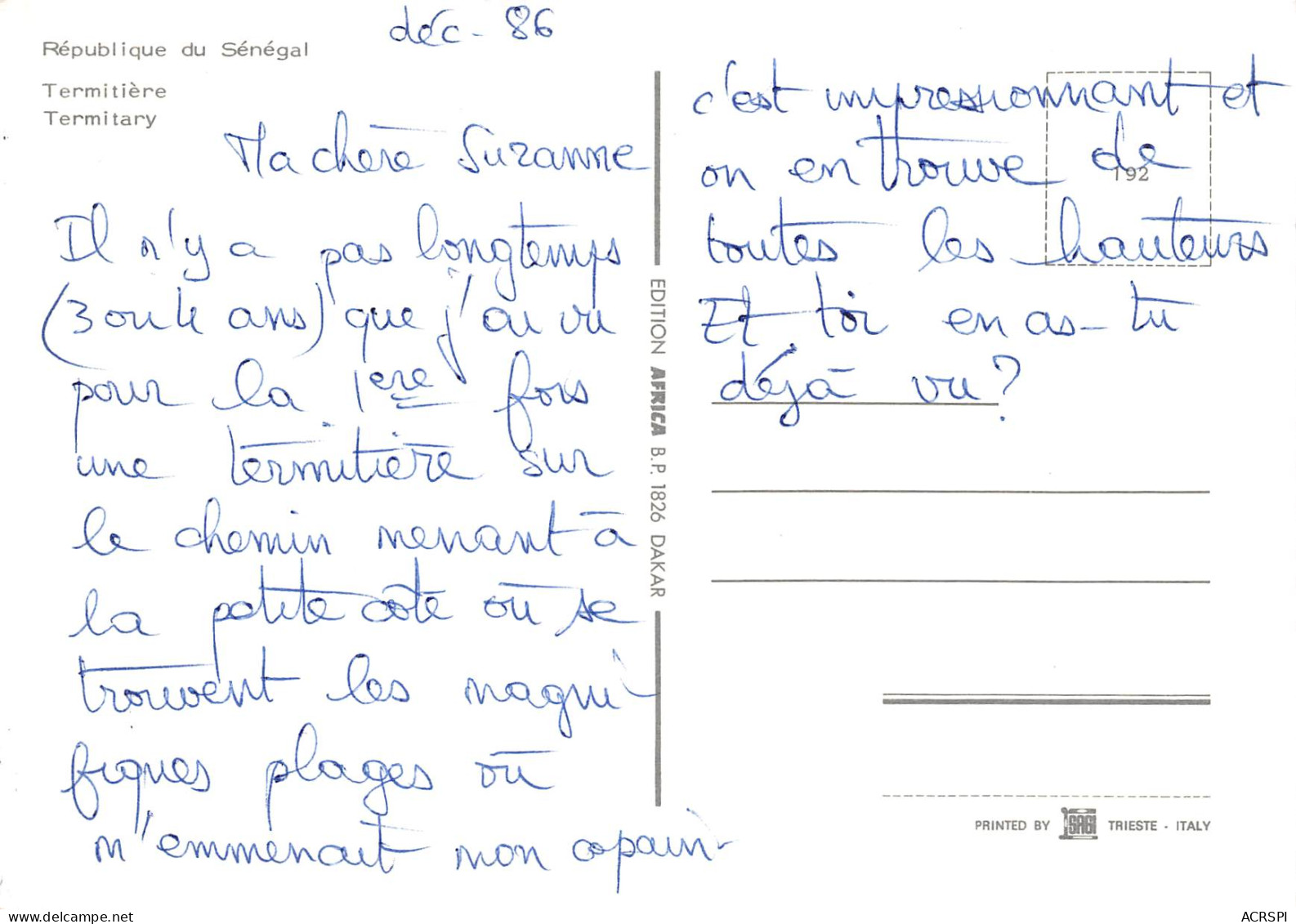 SENEGAL  Termitière Termitary  6 (scan Recto Verso)ME2646TER - Senegal