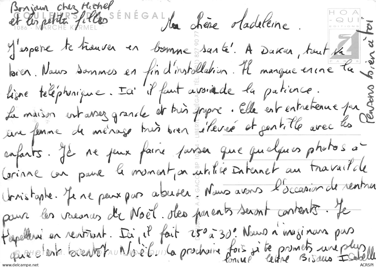 SENEGAL   Marché Kermel DAKAR Jeune Fille  Femme  11 (scan Recto Verso)ME2646TER - Senegal