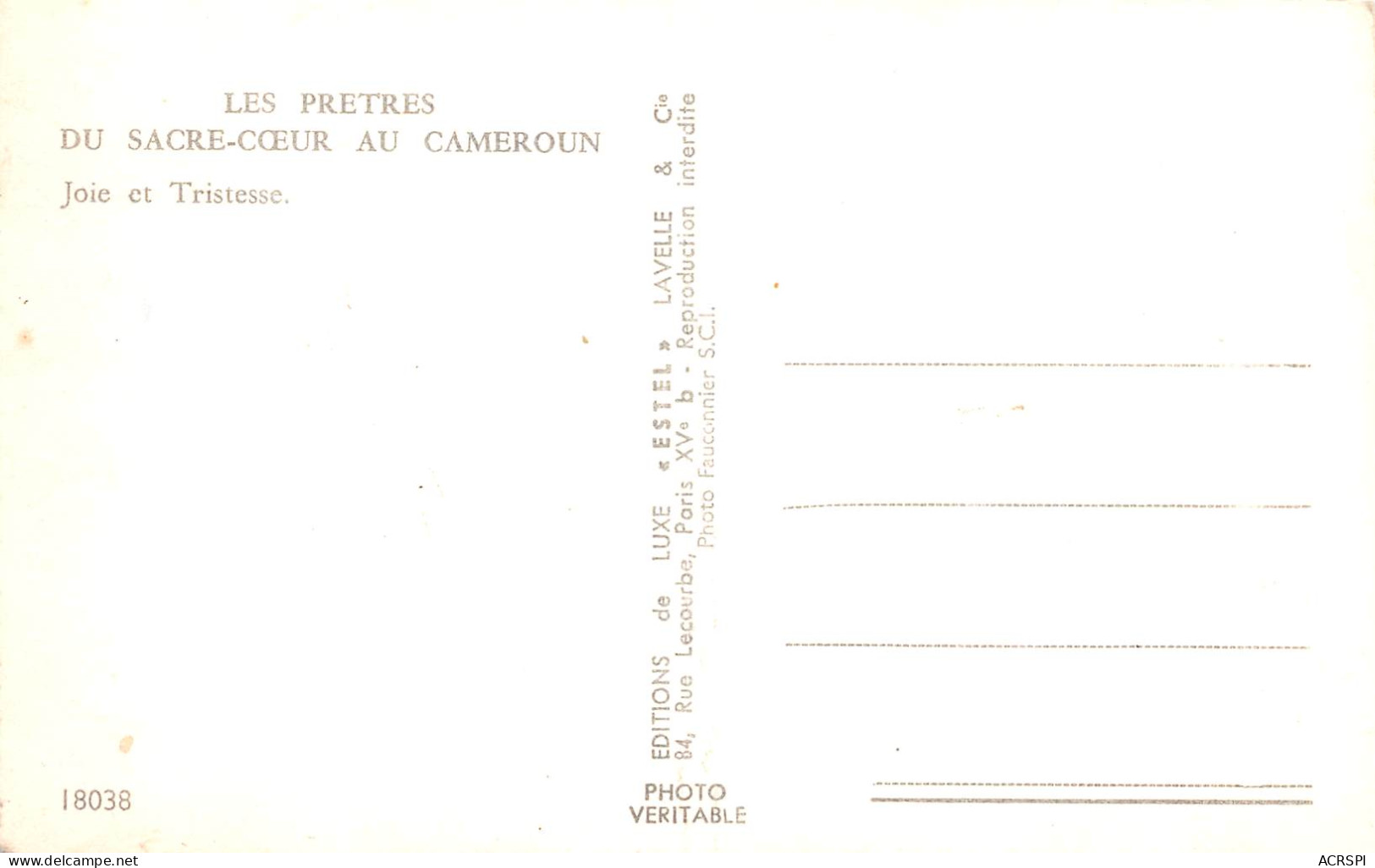 CAMEROUN Les Pretres Du Sacre Coeur Joie Et Tristesse  25 (scan Recto Verso)ME2646TER - Camerún