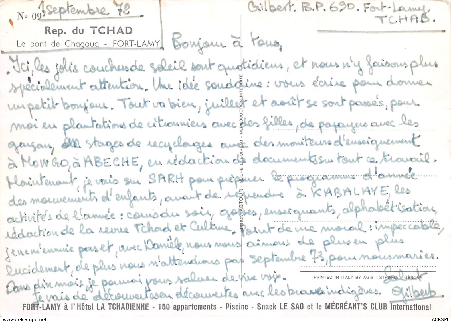 TCHAD  Fort Lamy  Le Pont De Chagoua  9 (scan Recto Verso)ME2646VIC - Ciad