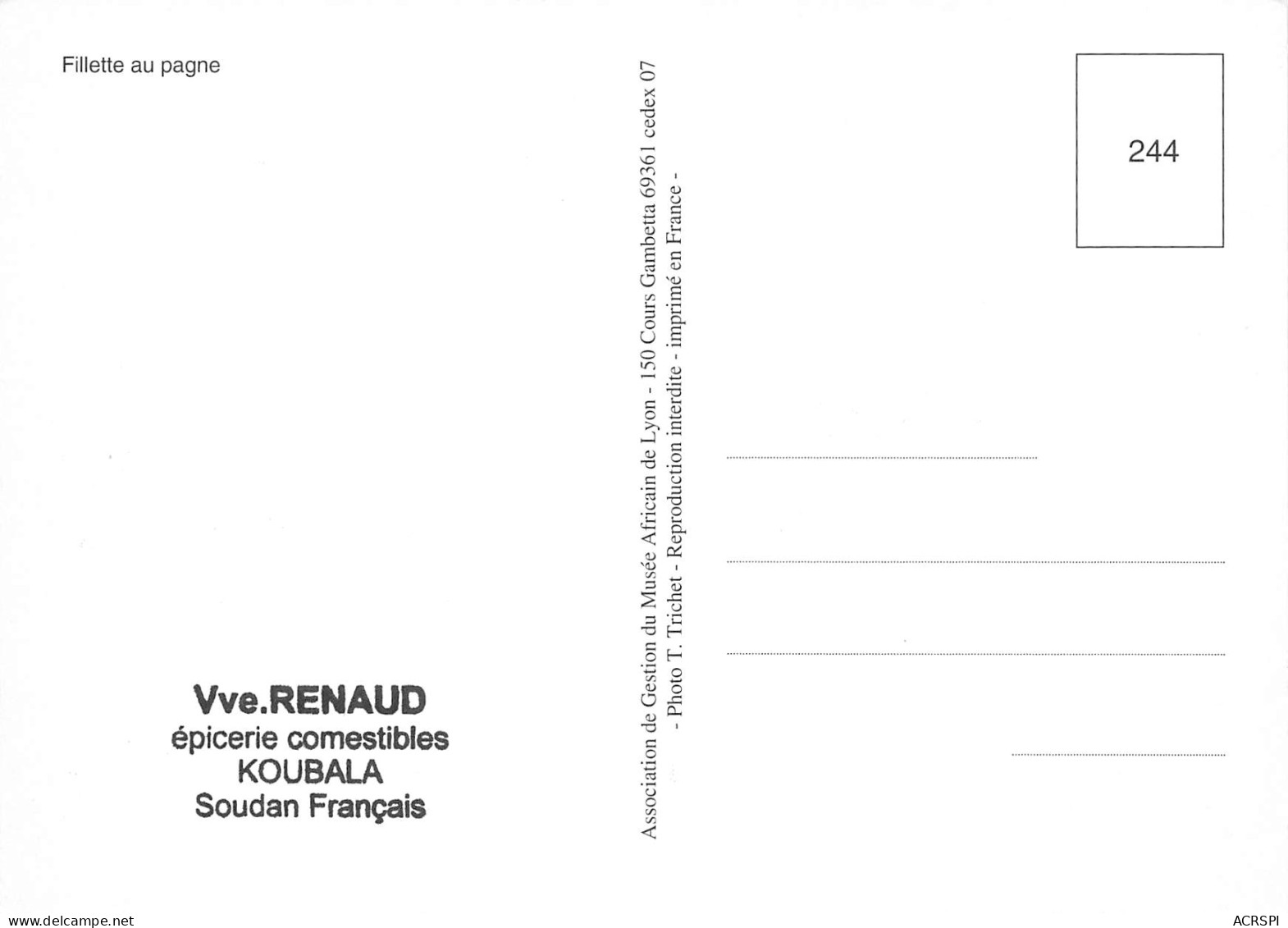 MALI  Ancien Soudan Français  Jeune Fille  10 (scan Recto Verso)ME2647BIS - Mali