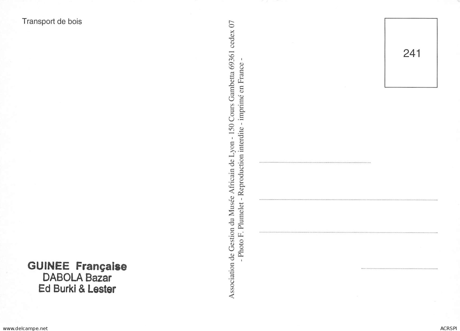 GUINEE  Ane Transportant Des Fagots  40 (scan Recto Verso)ME2647BIS - Frans Guinee