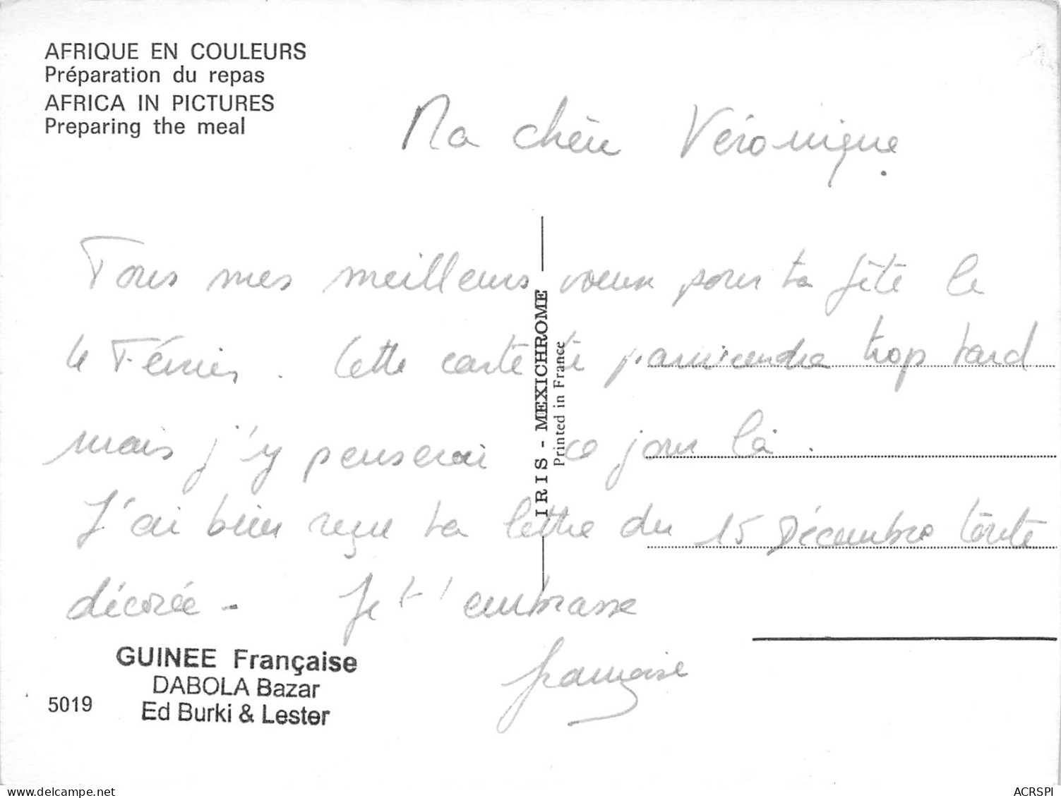 GUINEE  Preparing The Meal  42 (scan Recto Verso)ME2647BIS - Guinea Francesa