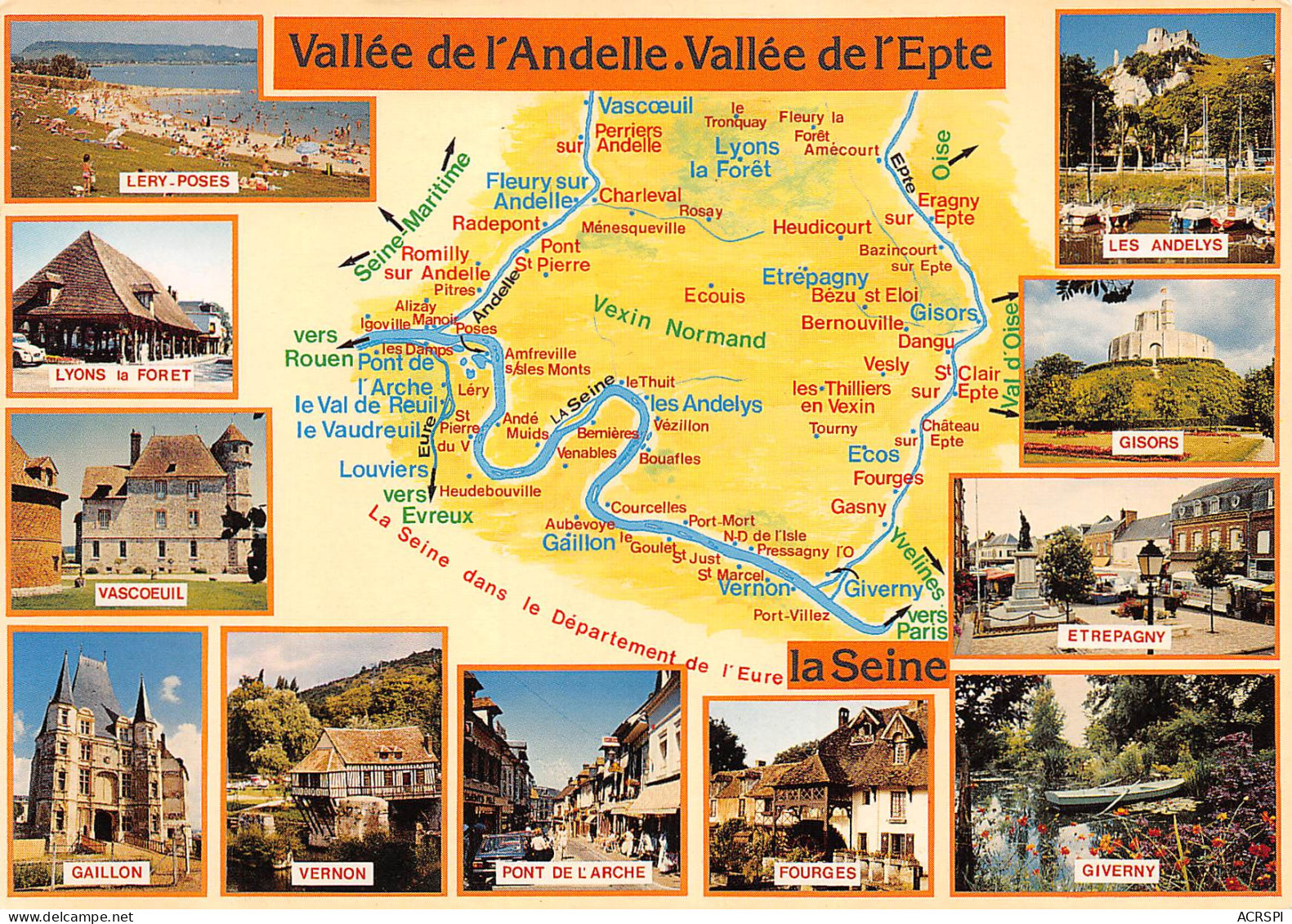 Vernon Les Andelys Gisors Vallée De L'andelle Et Vallée De L' EPTE Carte Map  27 (scan Recto Verso)ME2647TER - Vernon