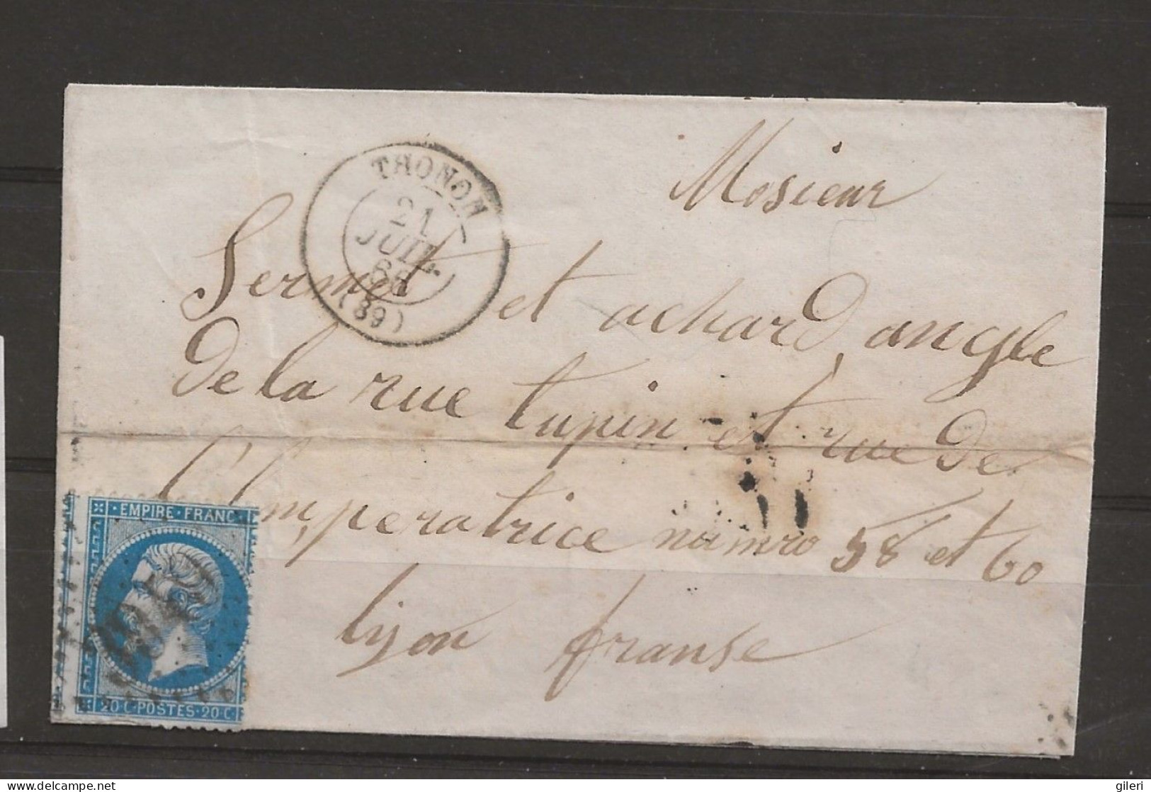 N 22 Sur Lettre Variété Piquage Verticale Décalé Vers La Gauche - 1849-1876: Klassieke Periode