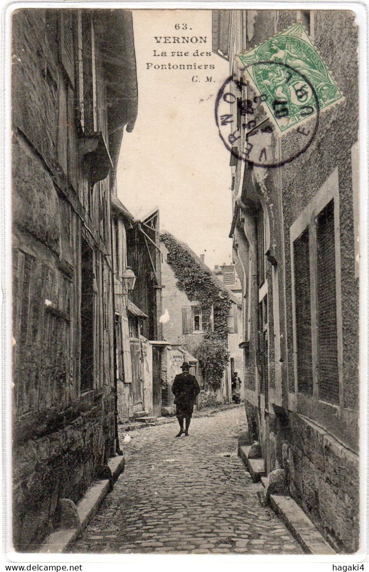 CPA 27 : 63 - VERNON - La Rue Des Pontonniers - Ed. C.Malcuit - 1907 - Vernon