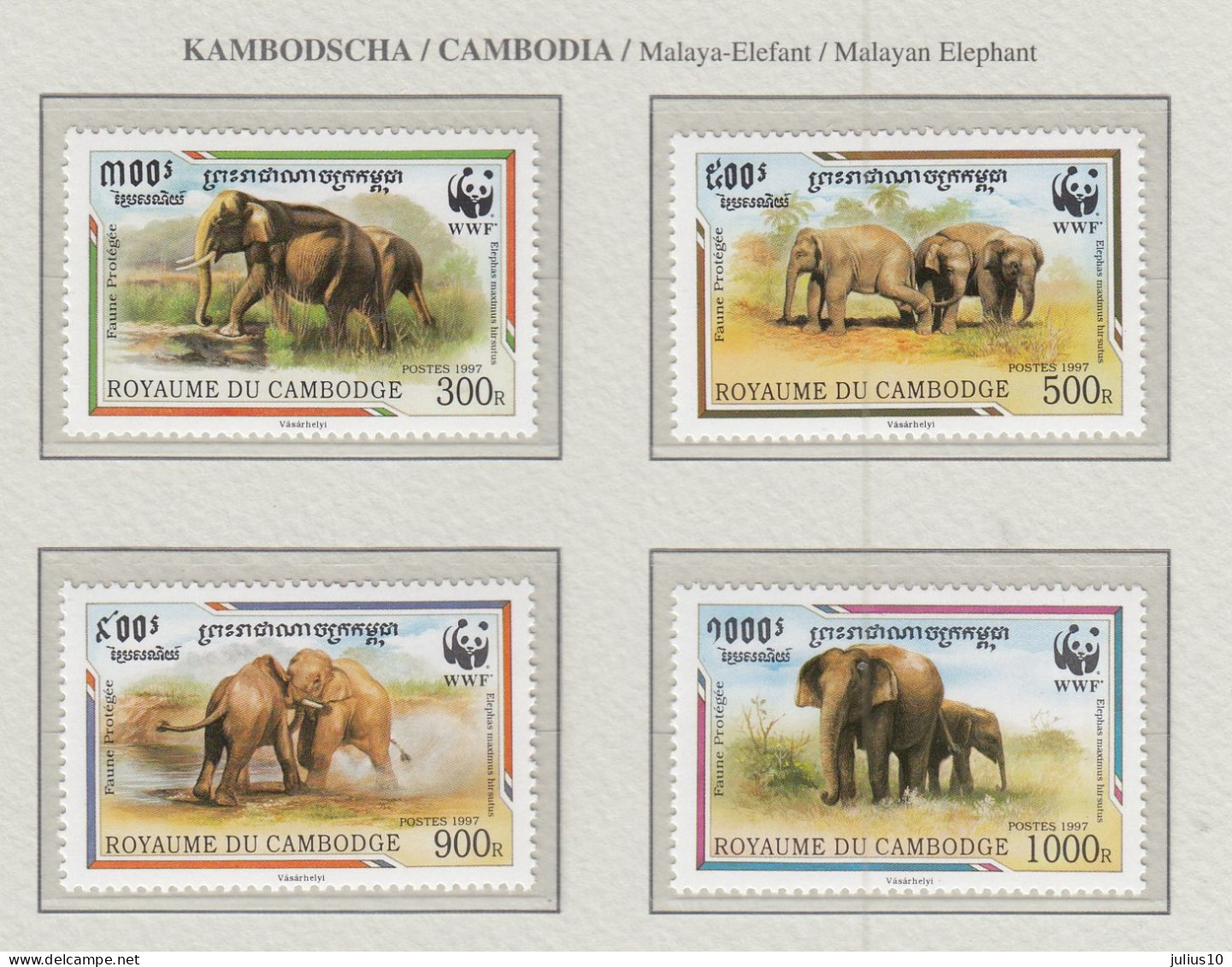 CAMBODIA 1997 WWF Elephants Mi 1680-83 MNH(**) Fauna 563 - Elefanti