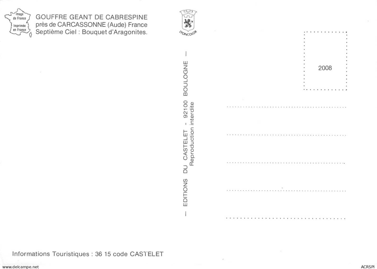 CABRESPINE  Bouquet D'aragonites  2 (scan Recto Verso)ME2648BIS - Carcassonne