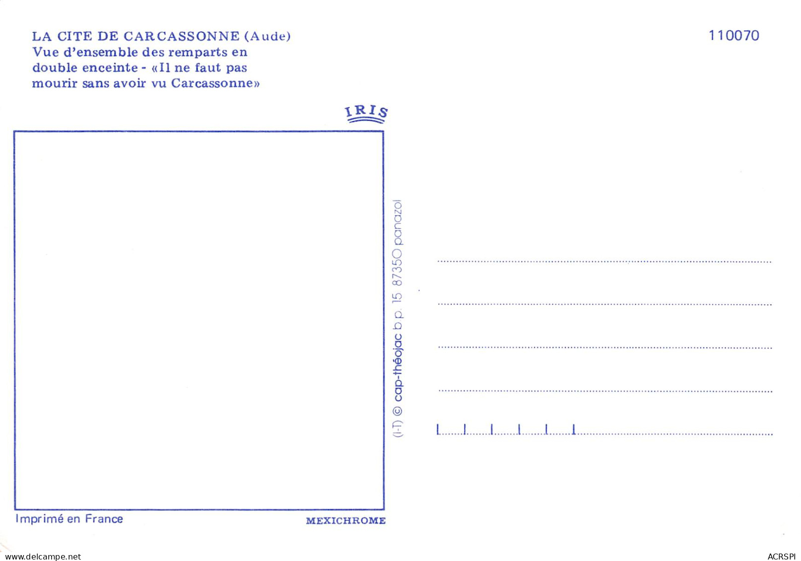 CARCASSONNE   Vue D'ensemble Des Remparts  21 (scan Recto Verso)ME2648BIS - Carcassonne