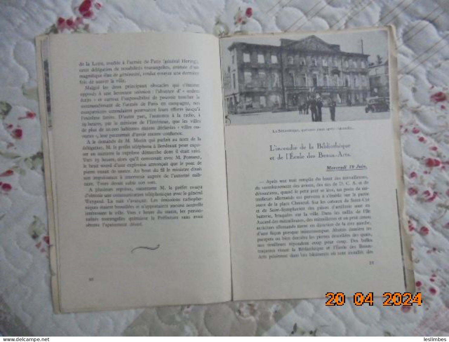 Ephemerides Tourangelles - Les Journees Historiques Du 15 Au 23 Juin 1940 A Tours - Charles Hamonet - Imprimerie Arrault - Guerra 1939-45