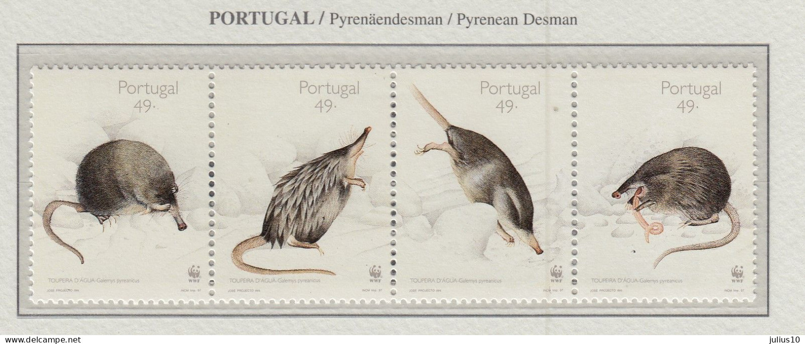 PORTUGAL 1997 WWF Pyrenean Desman Mi 2174-2177 MNH(**) Fauna 564 - Nuevos