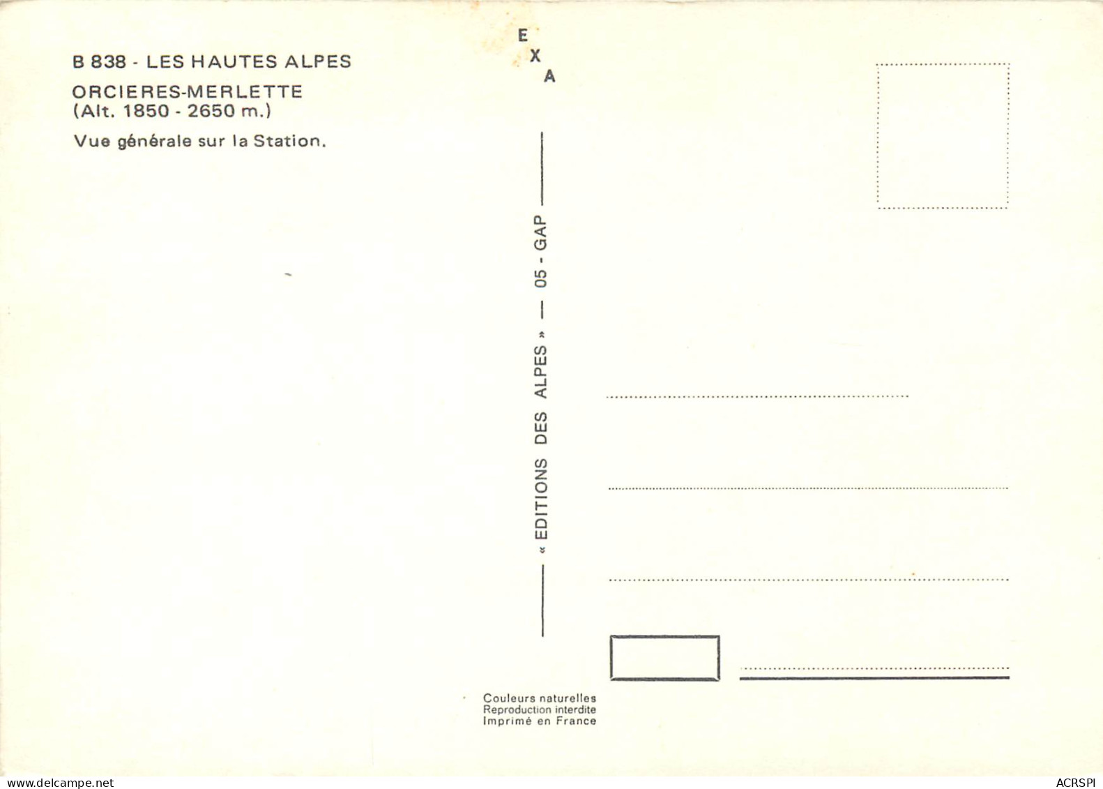 ORCIERES MERLETTE Vue Generale Sur La Station 9(scan Recto Verso)ME2650 - Orcieres