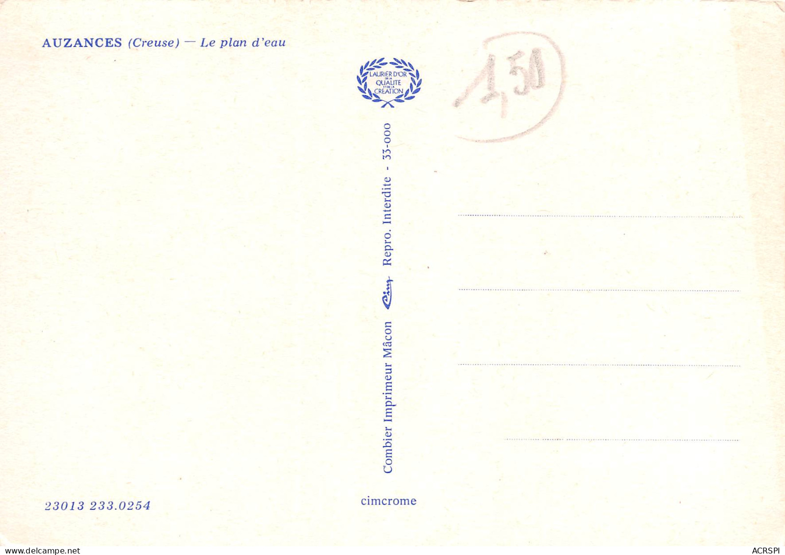 AUZANCES Creuse Le Plan D'eau  1 (scan Recto Verso)ME2650BIS - Auzances