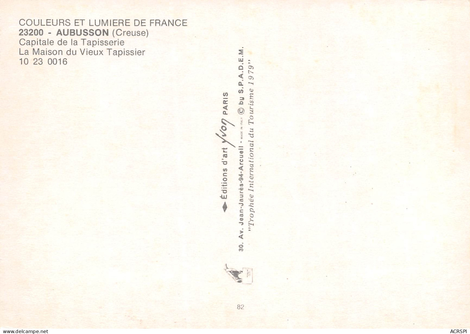AUBUSSON  La Maison Du Vieux Tapissier  9 (scan Recto Verso)ME2650BIS - Aubusson