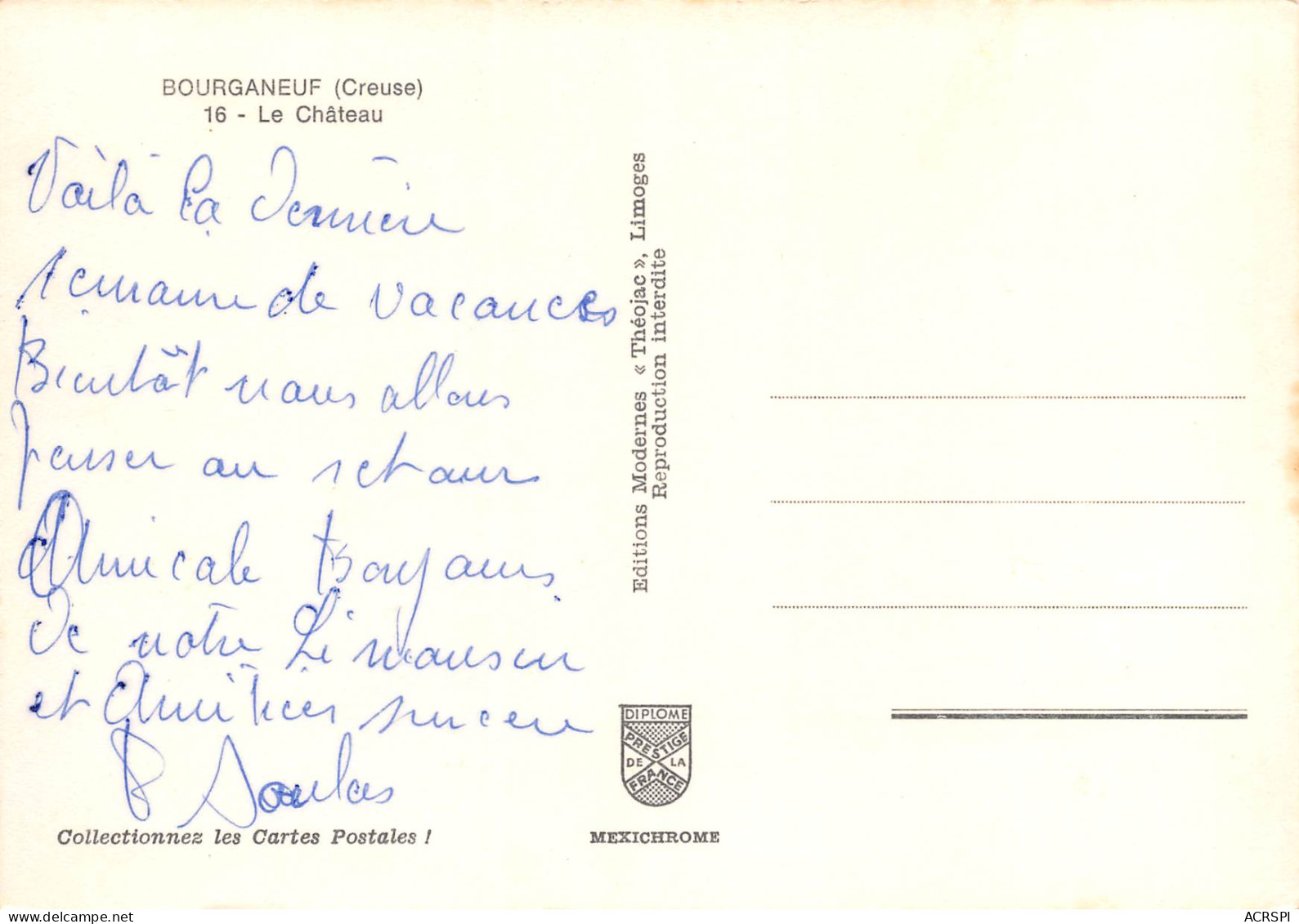 BOURGANEUF  Le Chateau  8 (scan Recto Verso)ME2650TER - Bourganeuf