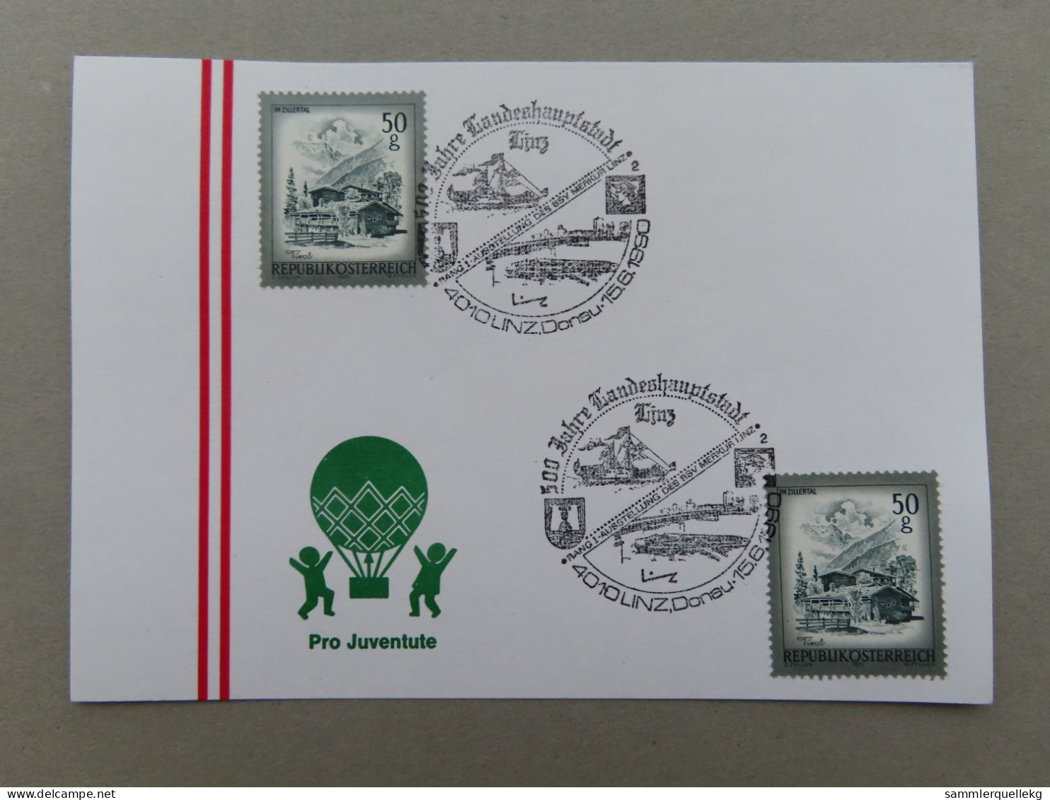 Österreich Pro Juventute - Mit Sonderstempel 15. 6. 1990 Linz An Der Donau, 500 Jahre Landeshauptstadt (Nr.1242) - Other & Unclassified