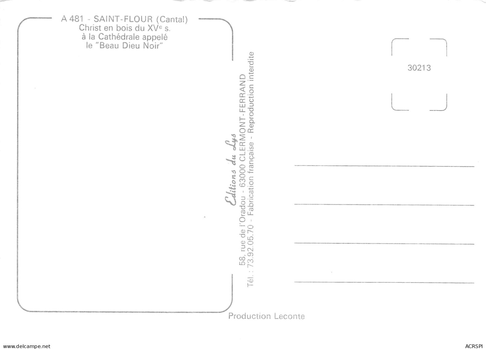 SAINT FLOUR  Le Christ Noir En Bois JESUS 13 (scan Recto Verso)ME2650VIC - Saint Flour