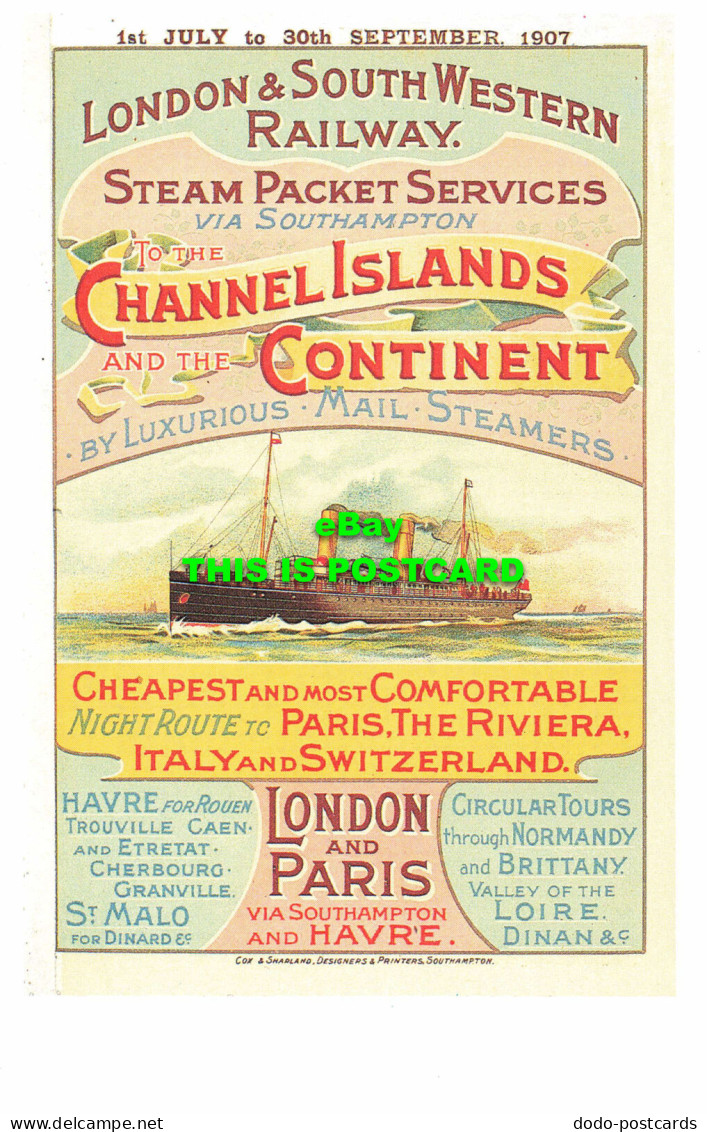 R570494 London And South Western Railway. Steam Packet Services. Channel Islands - Otros & Sin Clasificación