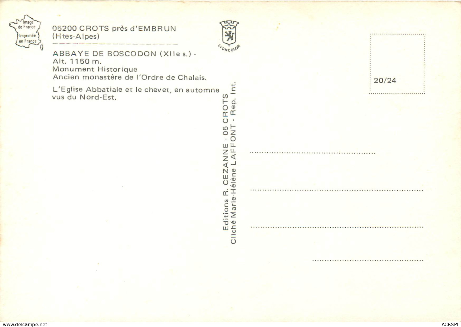 CROTS Pres D EMBRUN Abbaye De Boscodon Monument Historique 3 (scan Recto Verso)ME2651 - Embrun