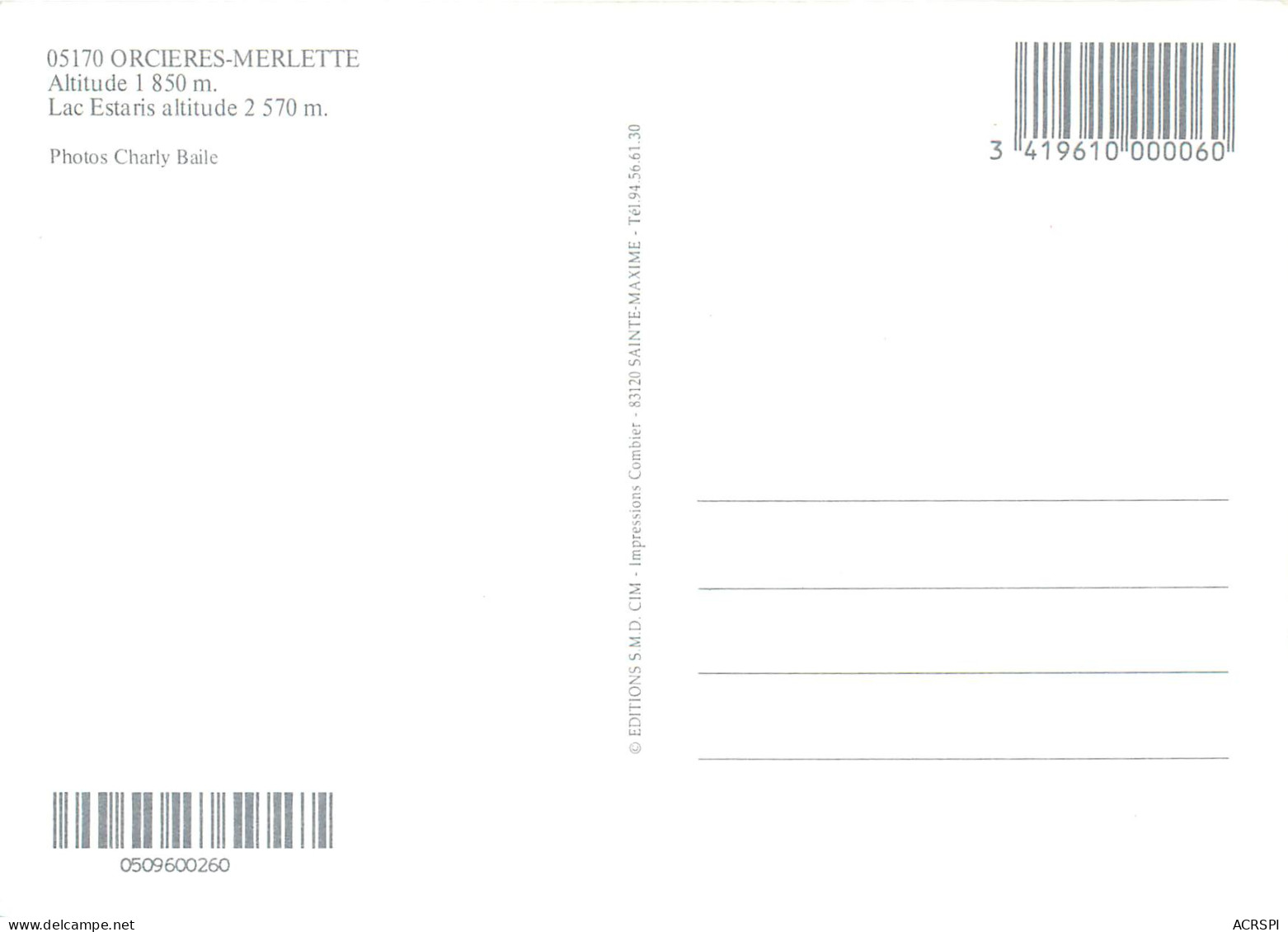 ORCIERES MERLETTE Lac Estaris 28(scan Recto Verso)ME2651 - Orcieres
