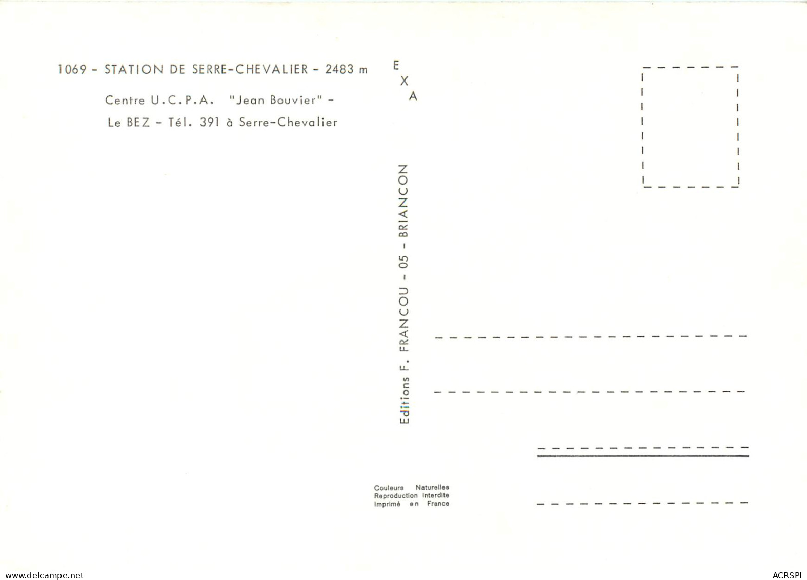 STATION DE SERRE CHEVALIER Centre UCPA Le Bez 7(scan Recto Verso)ME2652 - Serre Chevalier