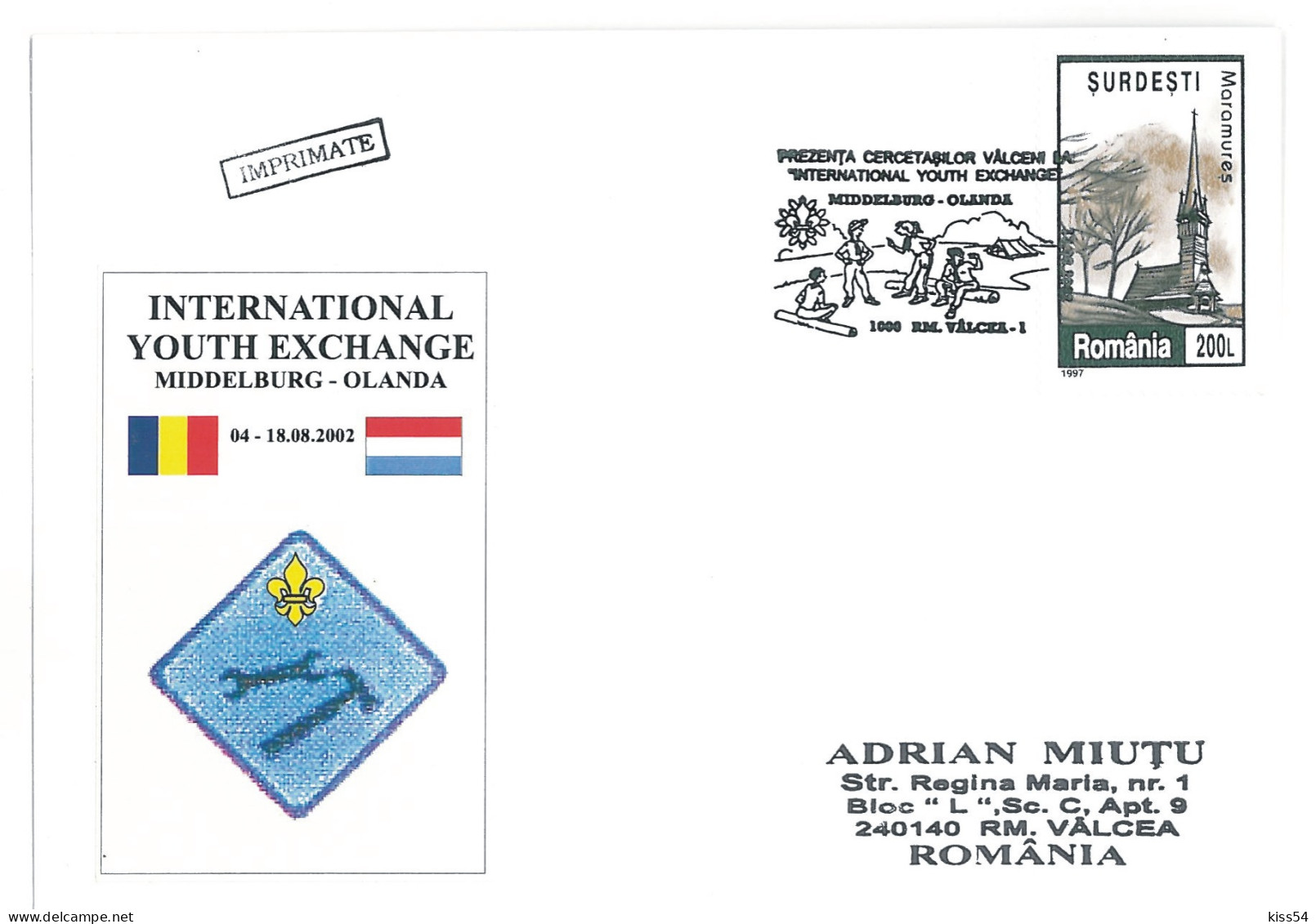 SC 54 - 1316 Scout ROMANIA - Cover - Used - 2002 - Lettres & Documents