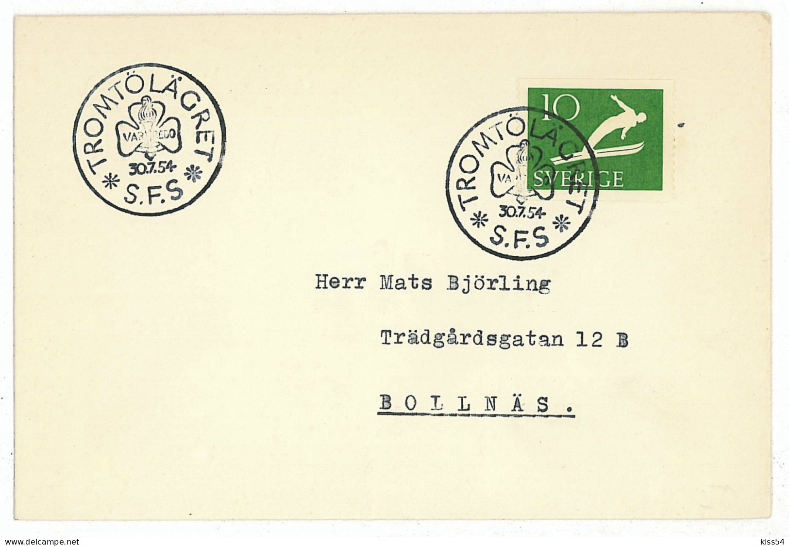 SC 54 - 668 Scout SWEDEN - Cover - Used - 1954 - Storia Postale