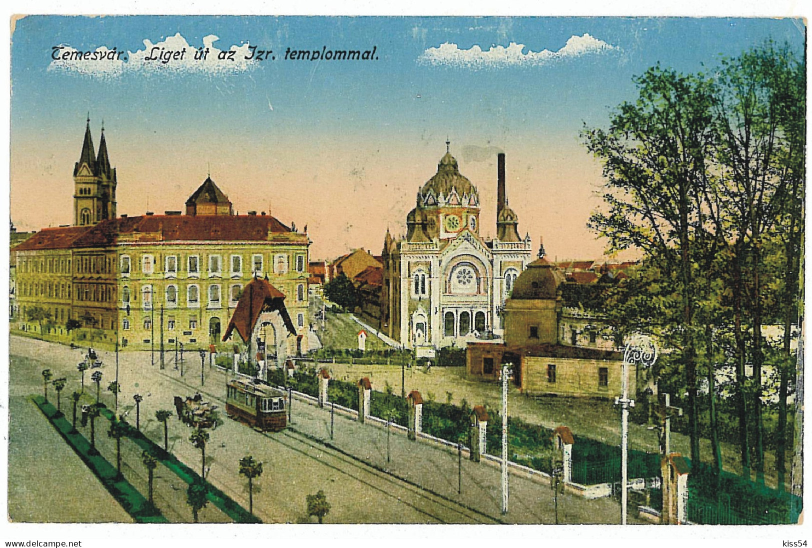 RO 40 - 5941 TIMISOARA, Synagogue, Tramway, Romania - Old Postcard - Used - 1915 - Roemenië