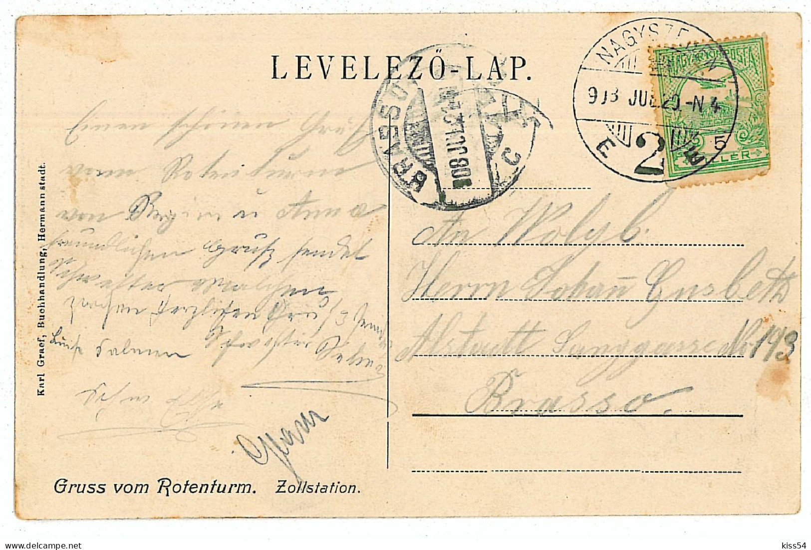 RO 40 - 6394 TURNU ROSU, Sibiu, Romania - Old Postcard - Used - 1908 - Roemenië