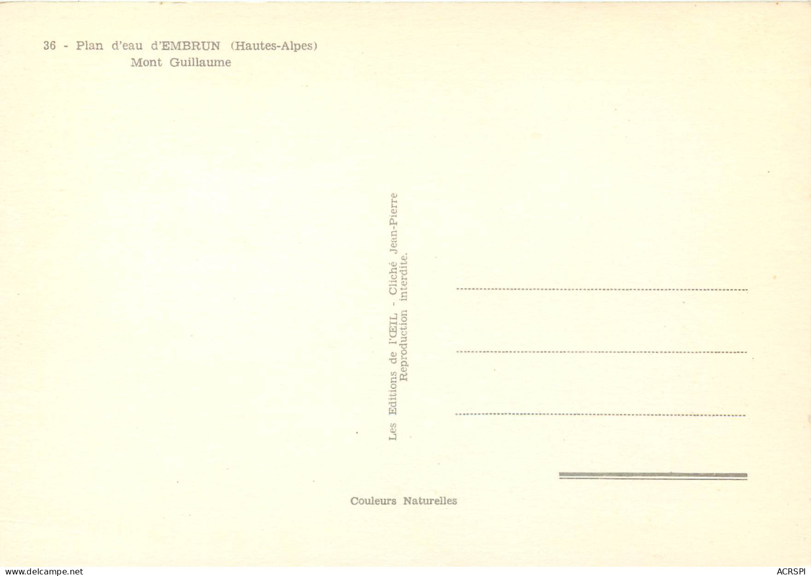 Plan D Eau D EMBRUN Mont Guillaume 2 (scan Recto Verso)ME2664 - Embrun