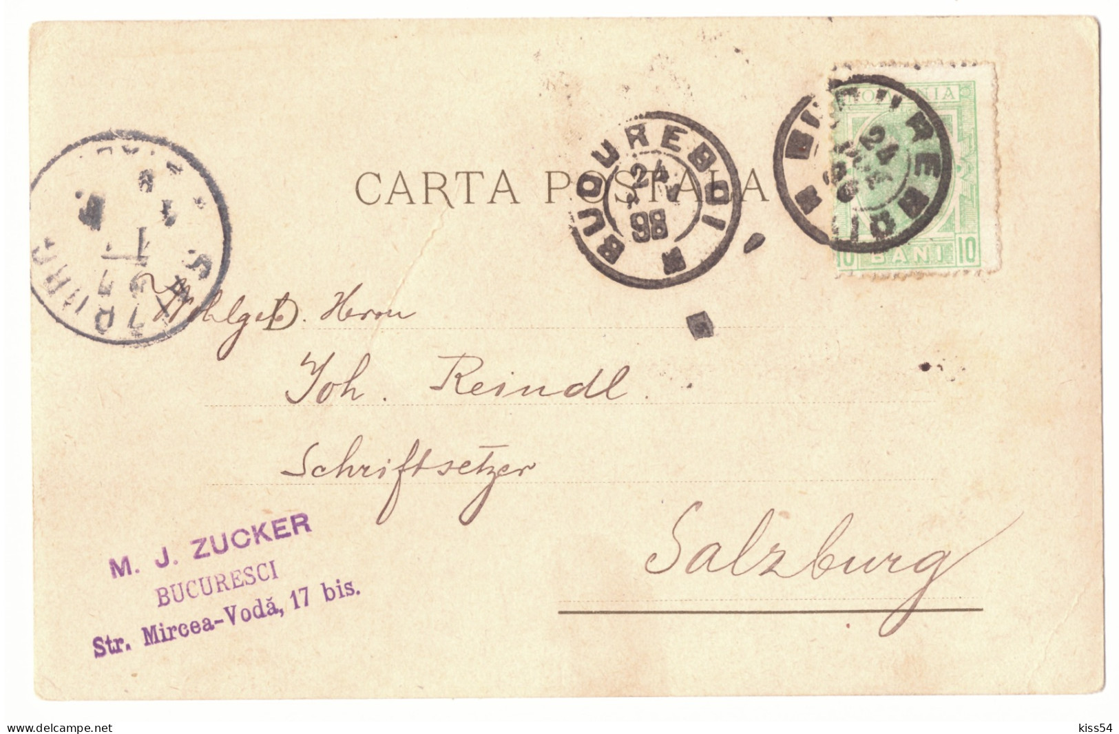 RO 40 - 19196 SINAIA, Litho, Romania - Old Postcard - Used - 1898 - Rumänien