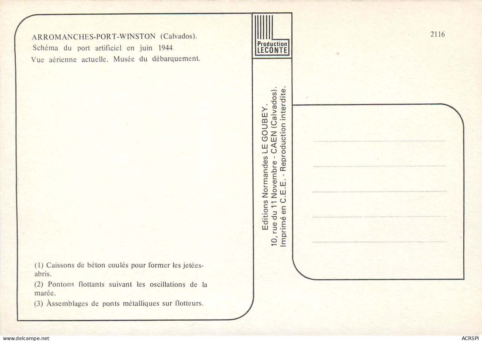 ARROMANCHES PORT WINSTON Vue Aerienne Actuelle 26(scan Recto Verso)ME2666 - Arromanches
