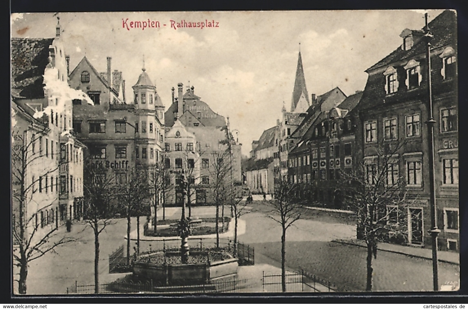 AK Kempten / Allgäu, Rathausplatz Mit Cafe Schiff Und Brunnen  - Kempten