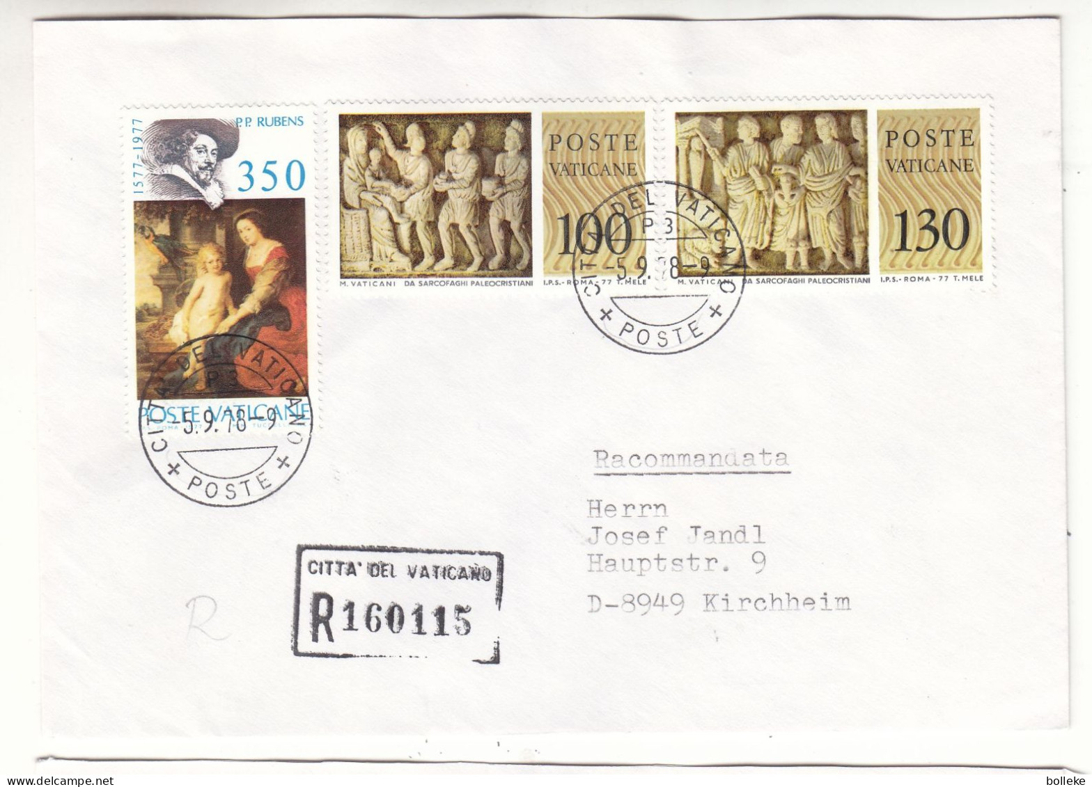 Vatican - 3 Lettres Recom De 1978  - Oblit Citta Del Vaticano - Peinture - Rubens - - Lettres & Documents